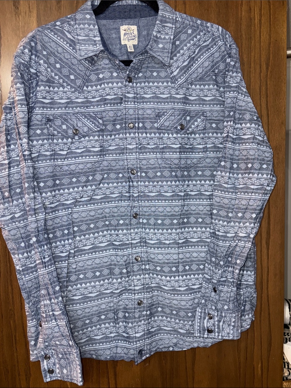 Moonshine Spirit Blue Geometric Pattern Shirt Jacket